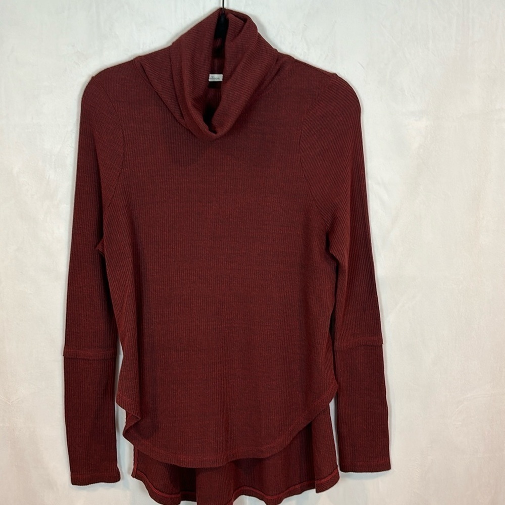 stevieTees 100% Cotton Made in the USA Cowl Neck Long Sleeve Thermal Rust Tee Sm